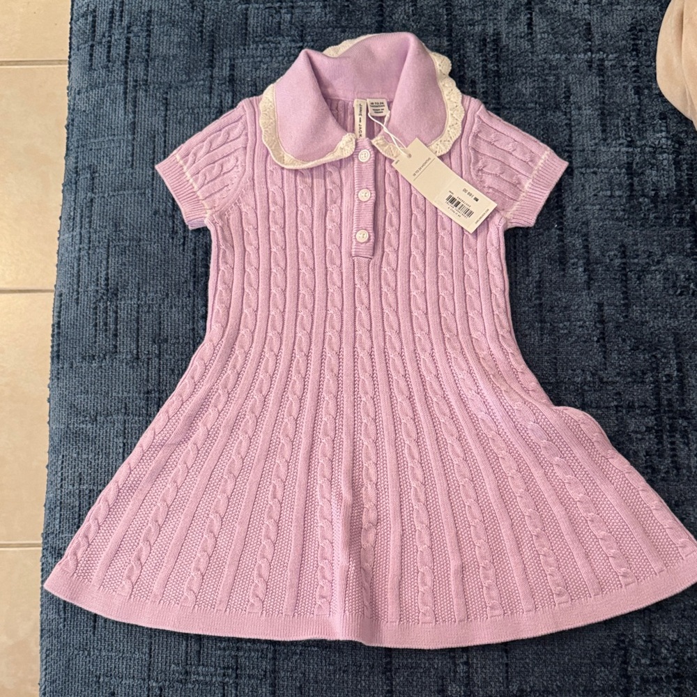 Janie and Jack Lilac Cable Knit Dress